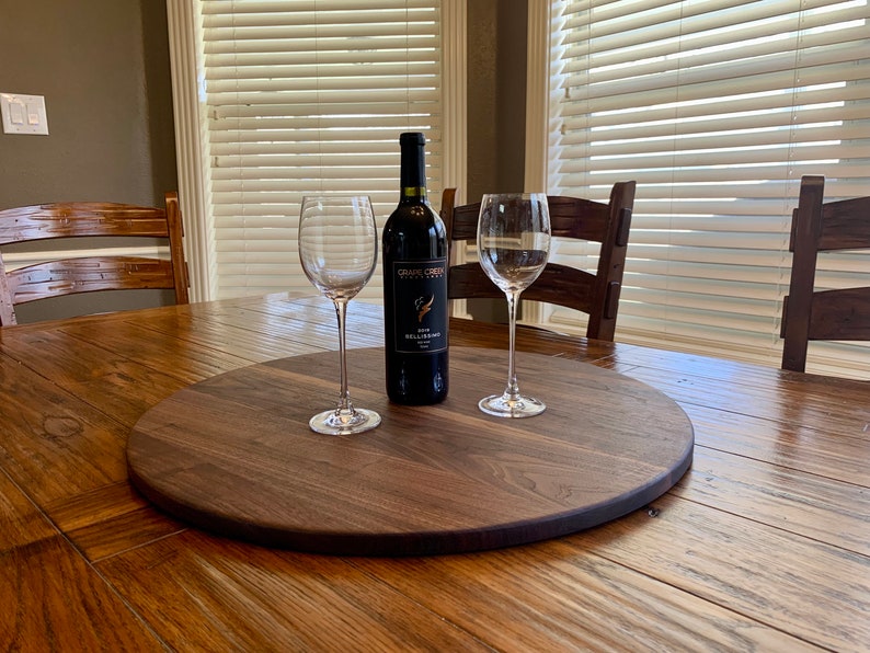 Wooden Lazy Susan Turntable, Personalized Walnut Circular Lazy Susan