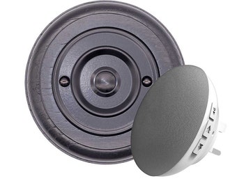 Modern Contemporary Round Wireless Doorbell in Black Ash and Black - Black Centre