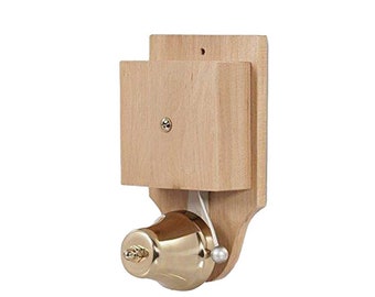 Zamel Wired Wall Mounted Retro Striker Doorbell, brass bell on a light stained wood case