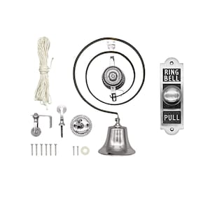 Butlers Bell & Rectangular Black Pull With Nylon Cord - Chrome