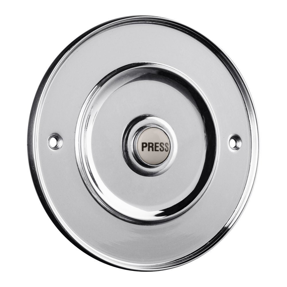 Black Country Metal Works Classical Round Push Door Bell – 100mm, Metal, Traditional