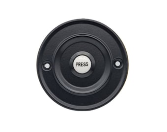 Traditional Wired Doorbell Push Button, in Matt Black with porcelain press