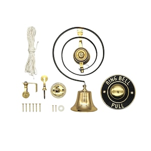 Traditional Period style Butlers Bell with Round manual Pull Handle - Brass