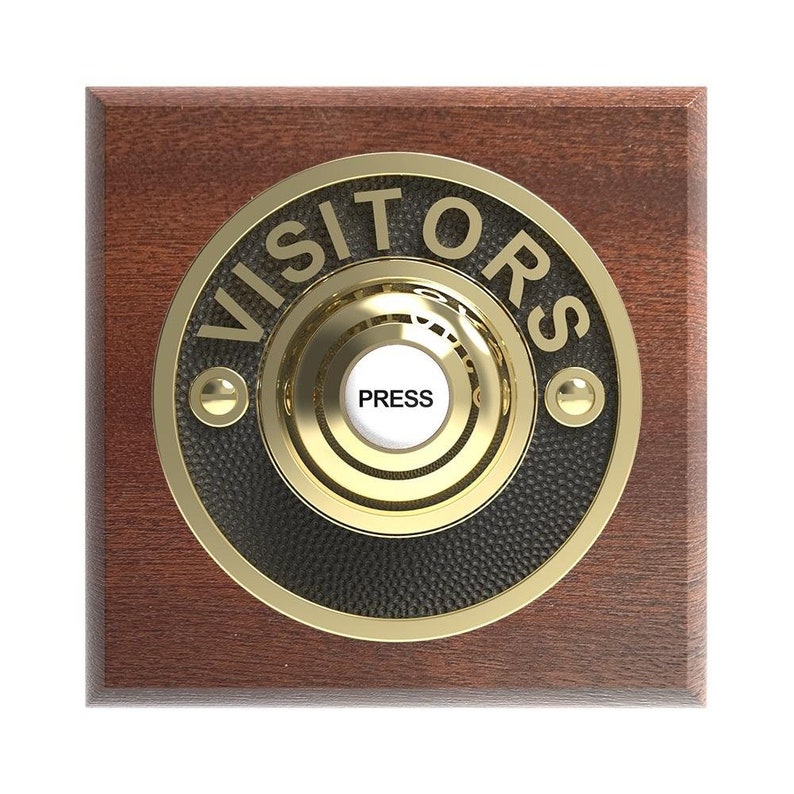 Traditional Square Wired Doorbell VISITORS in Mahogany and Etsy