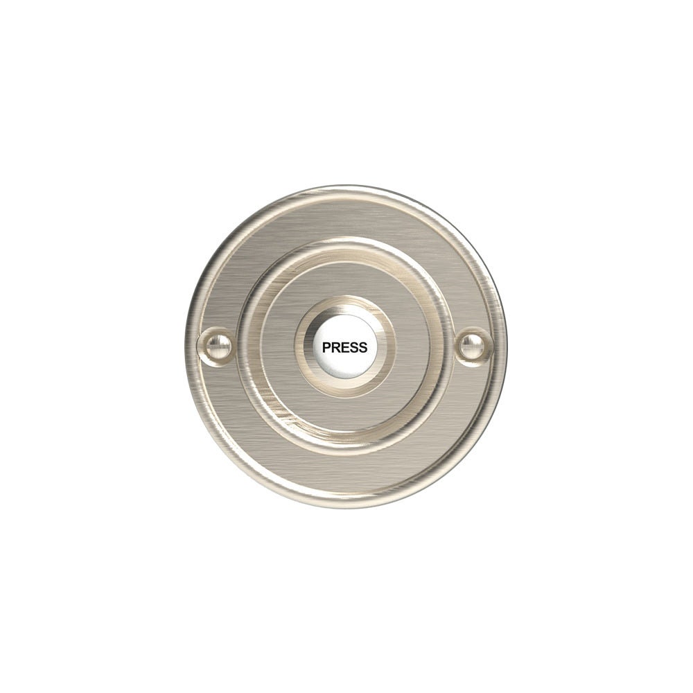 Traditional Wired Doorbell Push Button, In Brushed Nickel With