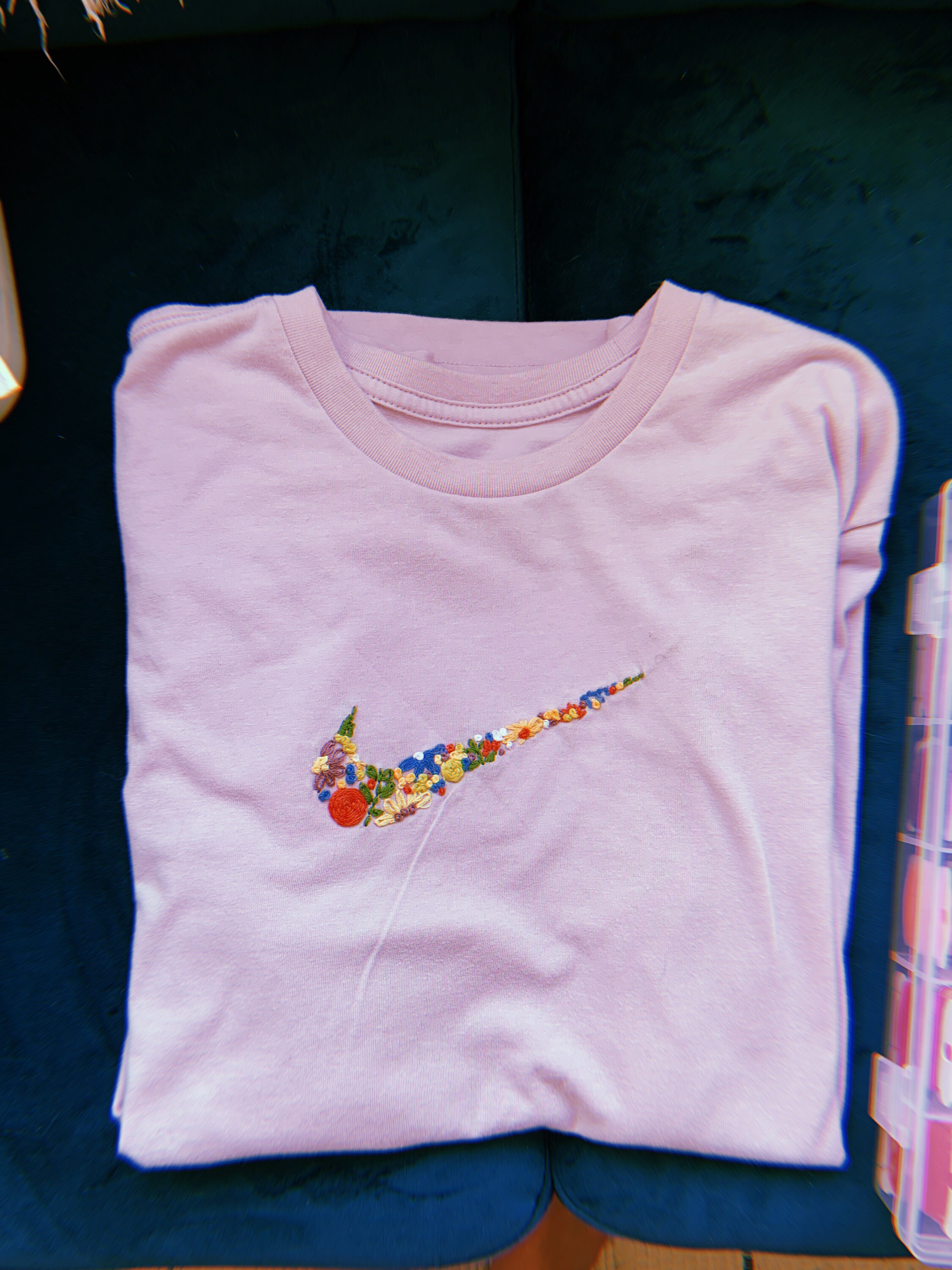 embroidered nike sweatshirt flowers