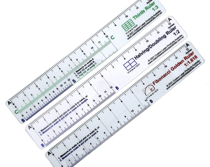 Math-free Rulers fibonacci, Thirds, or Halving - Etsy Australia
