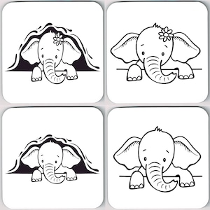 Peeping Elefant Untersetzer, Niedliche Elefanten Untersetzer, Peeping Elefant Bild Untersetzer