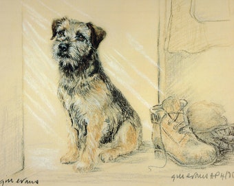 Effi - Hund, Tierportrait, Tier, Tuschmalerei von LillaVarhelyi | kunstnet