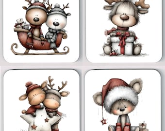 Divertenti e carini sottobicchieri natalizi a forma di Babbo Natale segreto, renne comiche e Rudolf, idee regalo di Natale a forma di renna