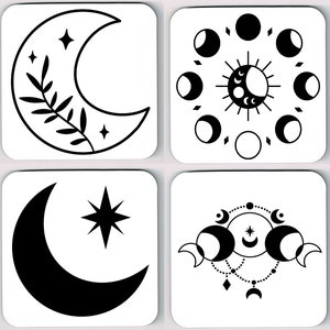 Moon Phase Coasters, Moon Phase Design Coasters, Moon Phases Coasters