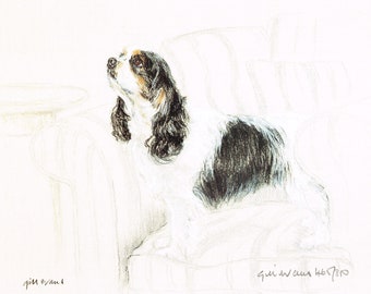 Signed Cavalier King Charles Spaniel Limited Edition Print GE098