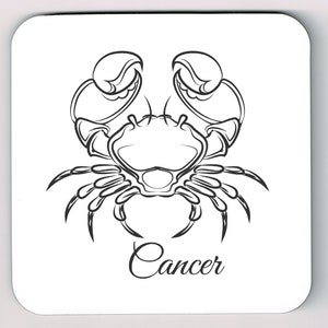 Cancer Zodiac Coaster: Star Sign Image, Hardboard Coaster