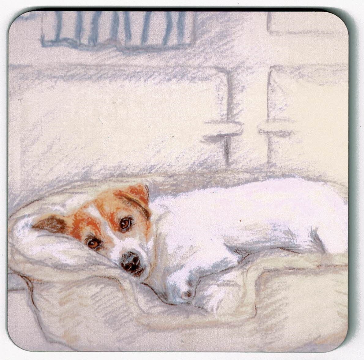 Sottobicchiere in cartone rigido Jack Russell: arte del cane
