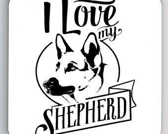 AD-GS1GC German Shepherd Black Rim Glass Coaster Animal Breed Gift AD-GS1GC German Shepherd Black Rim Glass Coaster Animal Breed Gift