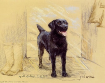 Impresión artística de edición limitada de Labrador Retriever negro GE157