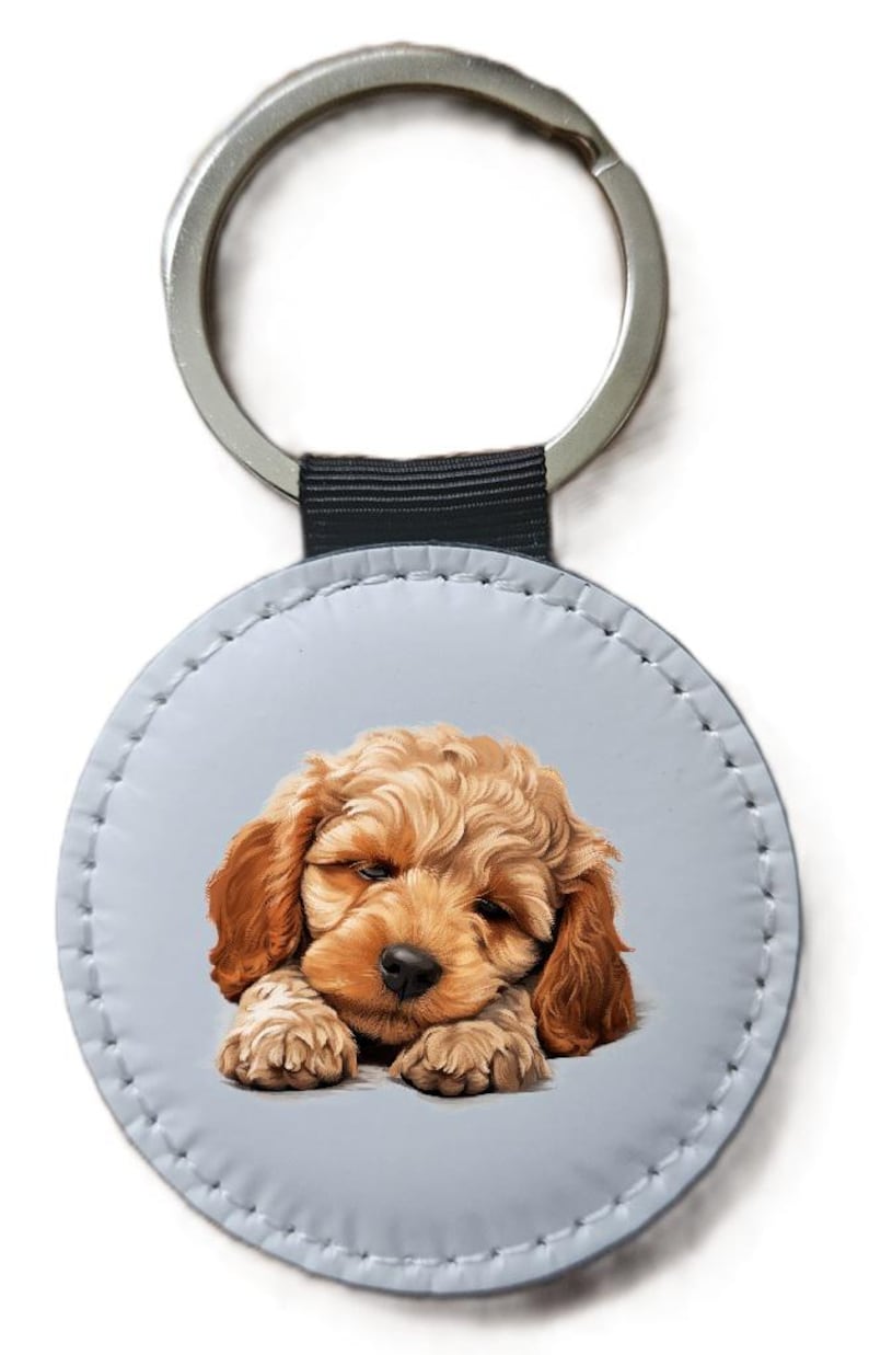 Cockapoo Keyring Sleeping Laying Down, Cockapoo Dog Lover Gift Keyring ...