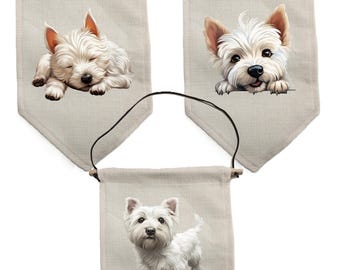West Highland Terrier Pennant Flag, West Highland Terrier Picture Gift Pennant, West Highland Terrier Wall Hanging