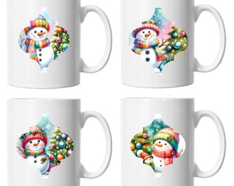 Spaß Weihnachtskugel Design Schneemann Kaffeetasse: Urlaub Weihnachten Schneemänner Tasse