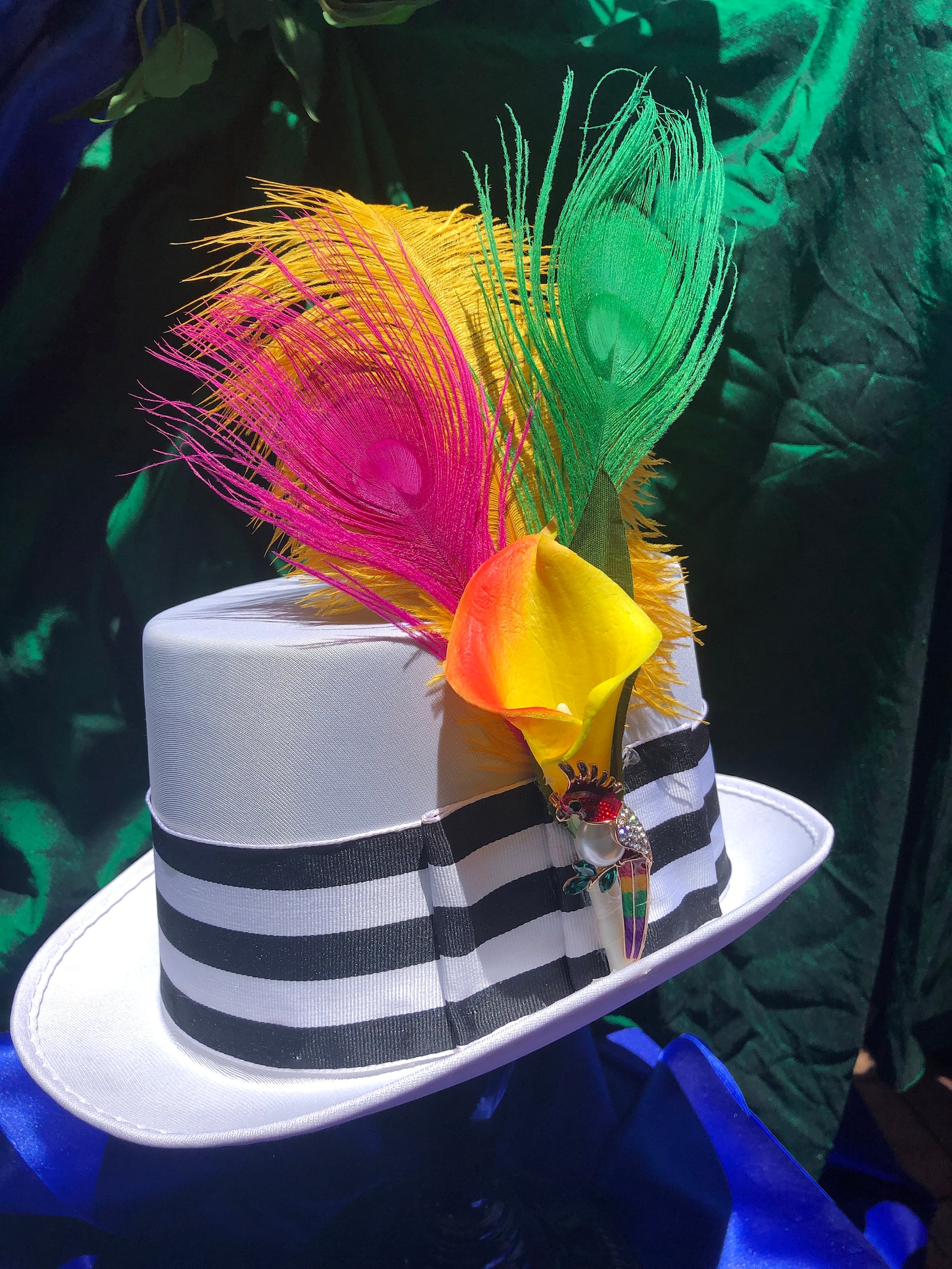 Tropical Paradise Top Hat Party Formal Feather Peacock Etsy