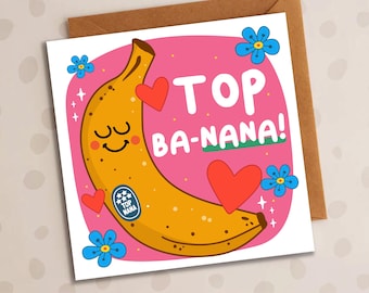 Funny Nana Birthday Card, Top Nana, Funny Card, Banana, Mother's Day, Thank You, Grandma Card, Top Banana