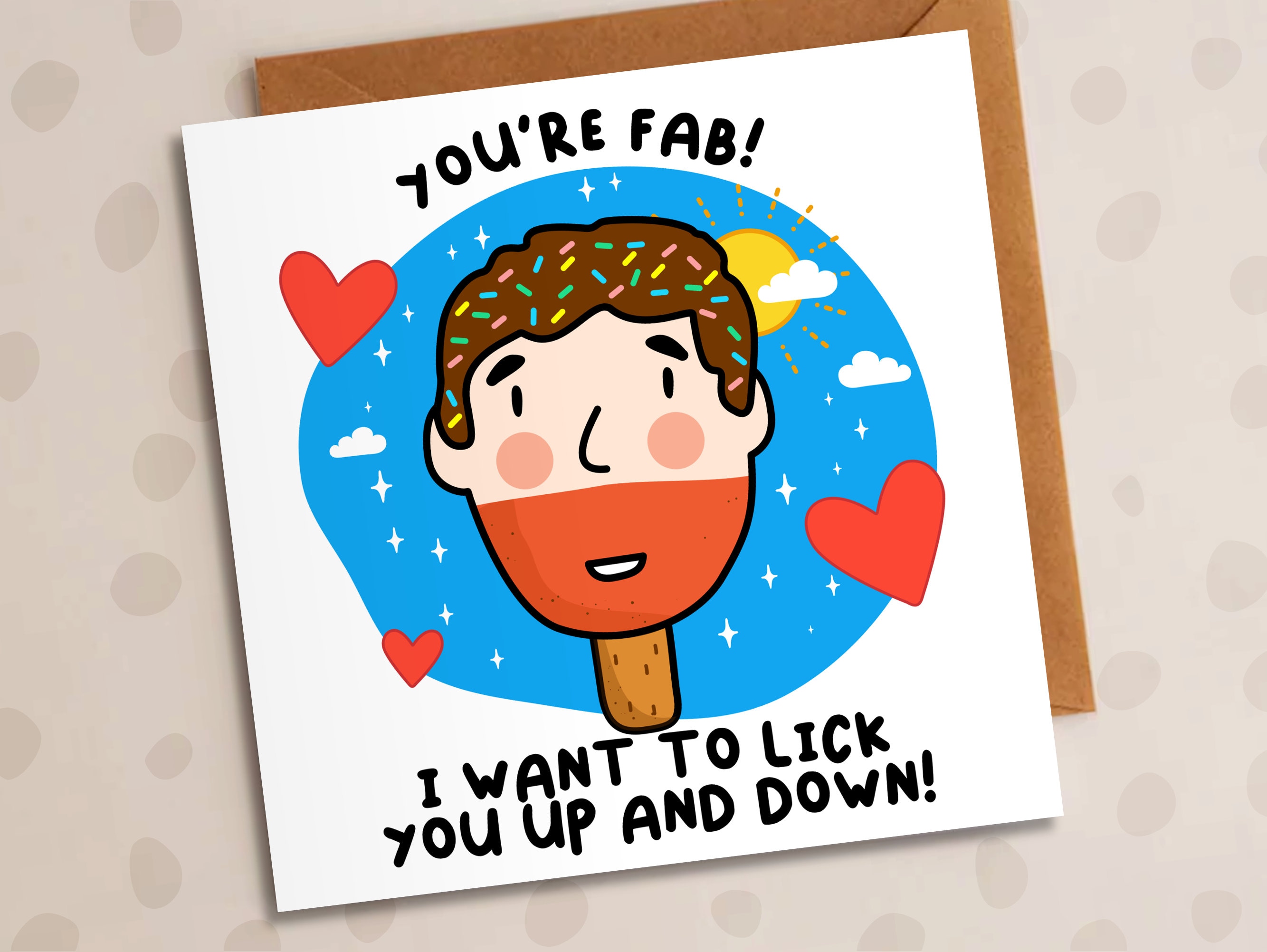 Fab Boyfriend Card, I Want to Lick You up and Down, Ice Lolly Boyfriend