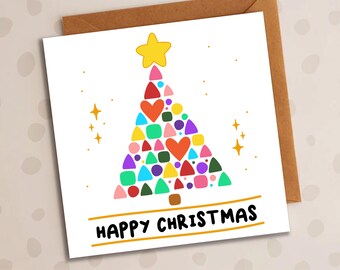 Happy Christmas Card, Abstract Christmas Tree, Love, Seasons Greetings, Cute Card