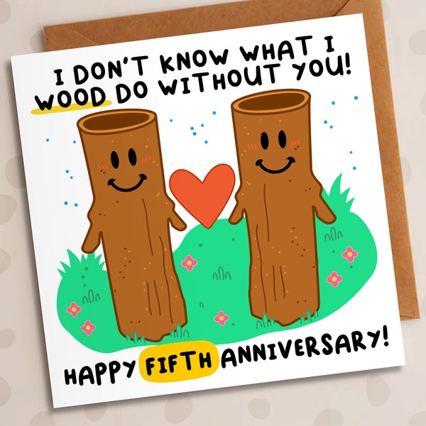 Don't Know What I Wood Do, Wood Wedding Anniversary, Romantic, 5th Anniversary, Love Card, Cute Card, Funny Card, For Him, For Her