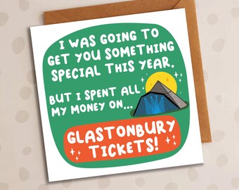Glastonbury Birthday Card, Music Birthday Card, Rock, Music Festival, Happy Birthday, Funny Card, Friend, Brother, Sister, Him, Her