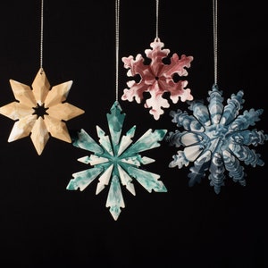 Christmas Tree Decorations / Christmas Ornaments / Jesmonite Christmas Decor / Snowflake Decoration / Baul Baul // Ilex Studios Co. image 1