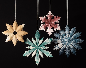 Christmas Tree Decorations / Christmas Ornaments / Jesmonite Christmas Decor / Snowflake Decoration / Baul Baul // Ilex Studios Co.