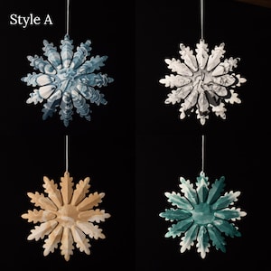 Christmas Tree Decorations / Christmas Ornaments / Jesmonite Christmas Decor / Snowflake Decoration / Baul Baul // Ilex Studios Co. Style A