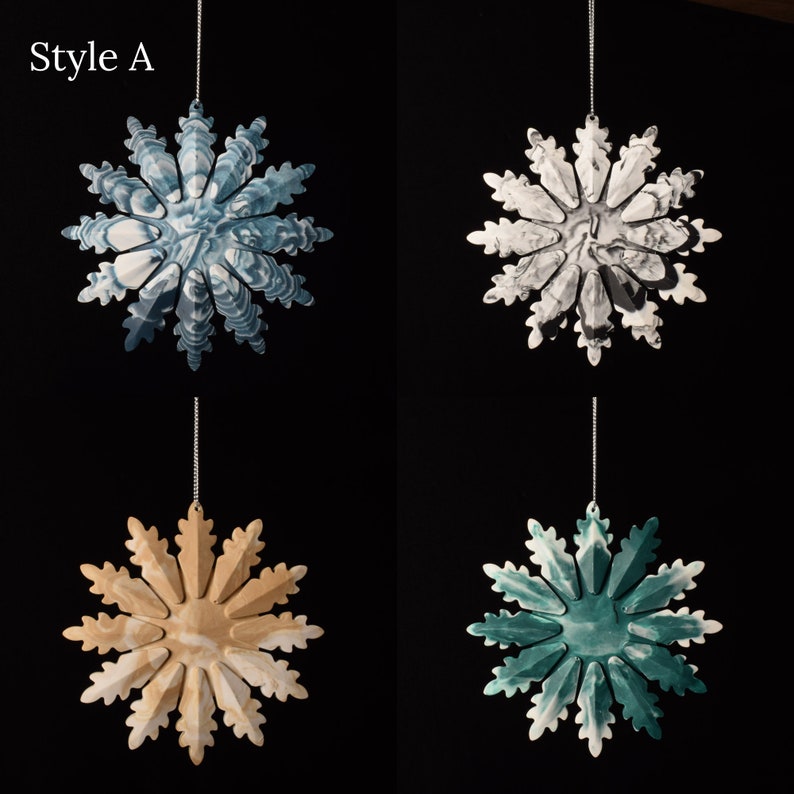 Christmas Tree Decorations / Christmas Ornaments / Jesmonite Christmas Decor / Snowflake Decoration / Baul Baul // Ilex Studios Co. Style A