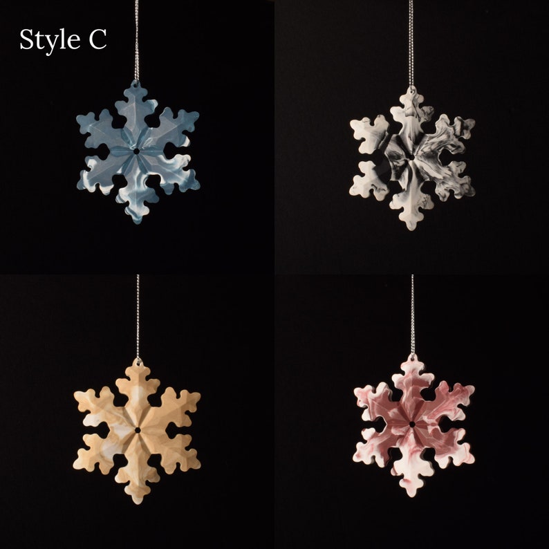 Christmas Tree Decorations / Christmas Ornaments / Jesmonite Christmas Decor / Snowflake Decoration / Baul Baul // Ilex Studios Co. Style C