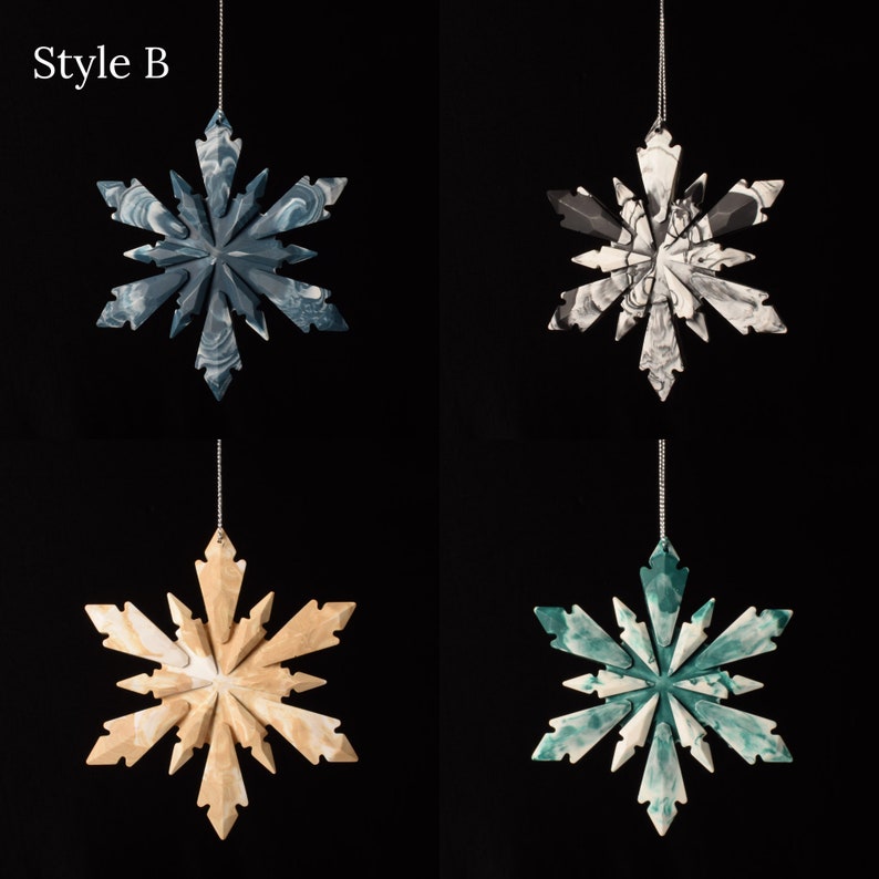 Christmas Tree Decorations / Christmas Ornaments / Jesmonite Christmas Decor / Snowflake Decoration / Baul Baul // Ilex Studios Co. Style B