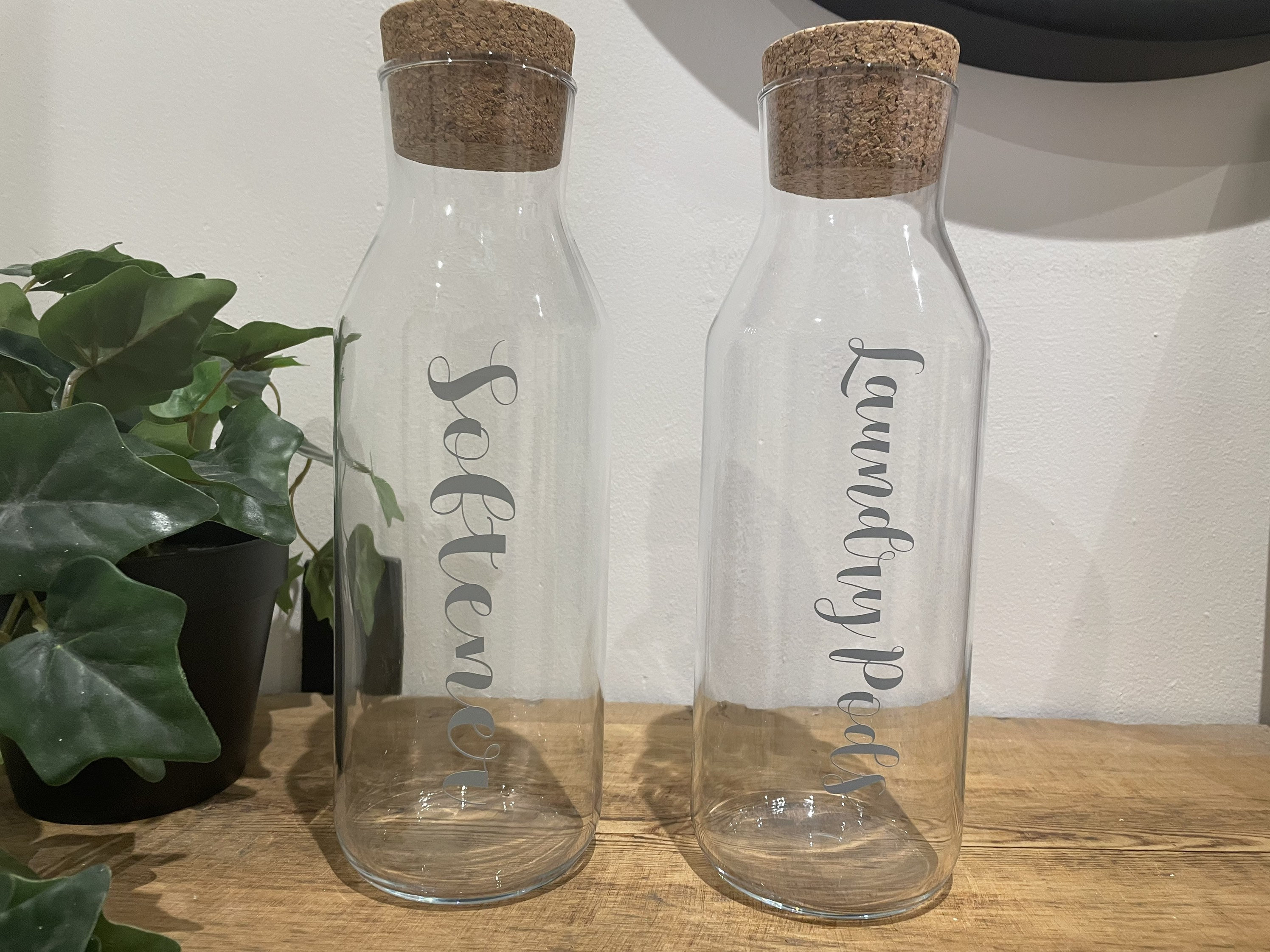 Glass Bottle with cork lid perfect for storage of softner Etsy