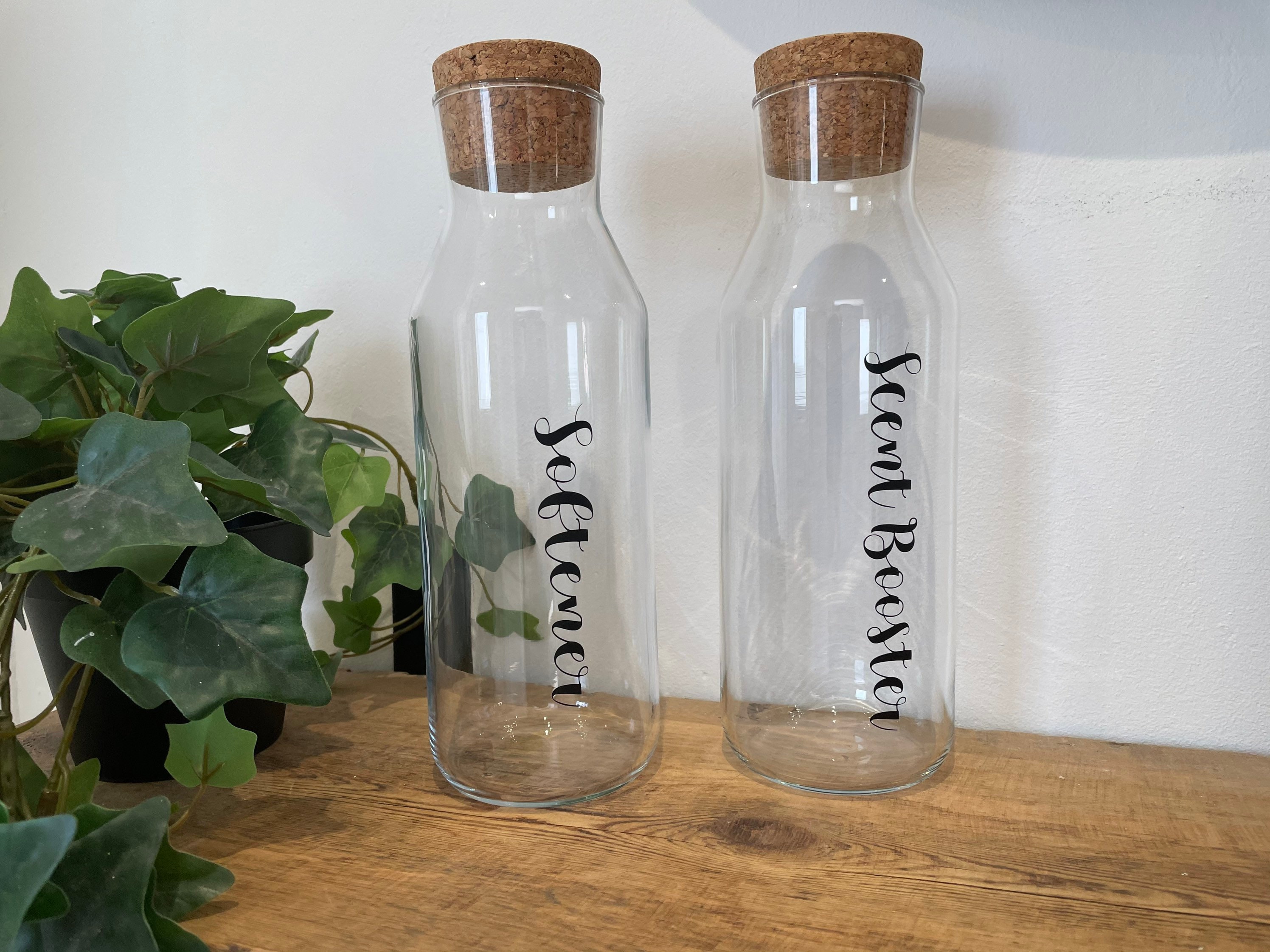 Glass Bottle with cork lid perfect for storage of softner Etsy