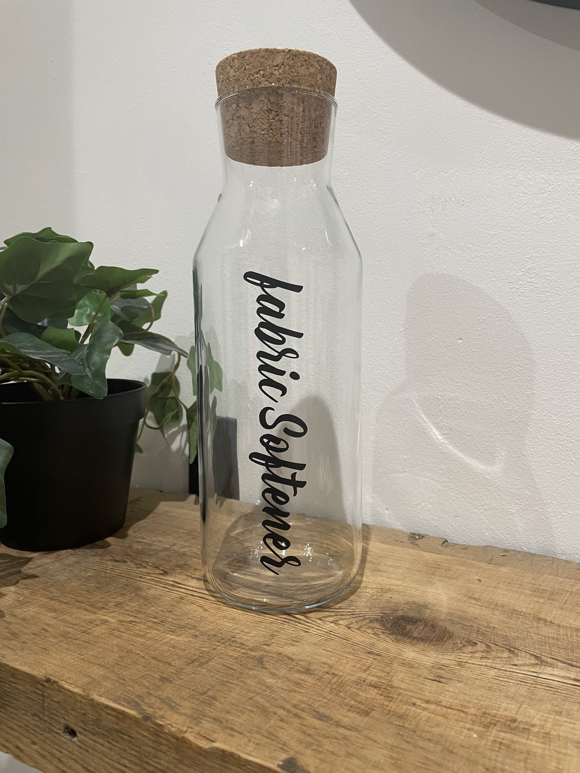 Glass Bottle with cork lid perfect for storage of softner Etsy