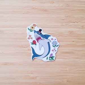 Gentleman Hai Sticker | Floral Hai Sticker | Süßer Hai Sticker | Hai Sticker