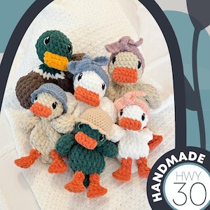 MADE TO ORDER Della Duck Crochet Snuggler, Baby Della Duck, Mini Lovey, Crochet Duck, Mallard Duck, Build Your Own Duck, Baby Shower Gift