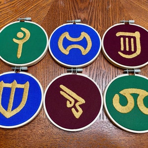 Final Fantasy XIV Job Icons - 4-inch Hand-Embroidered Wall Decorations (Tank, DPS, and Healer icons)
