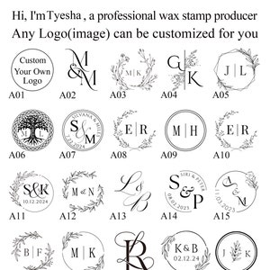 Custom Wedding Couples wax seal stamp kit , Personalised floral &  initial wax stamp for wedding / gift ,  Any logo can be engraved