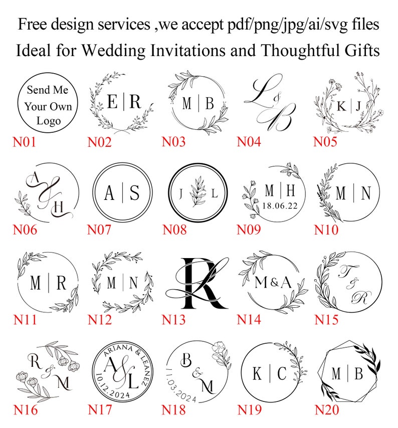 Custom Wax Seal Stamp kit for wedding invitation , Custom Any Logo , Personalized wax stamps kit , Wedding wax seal stamp custom image 2