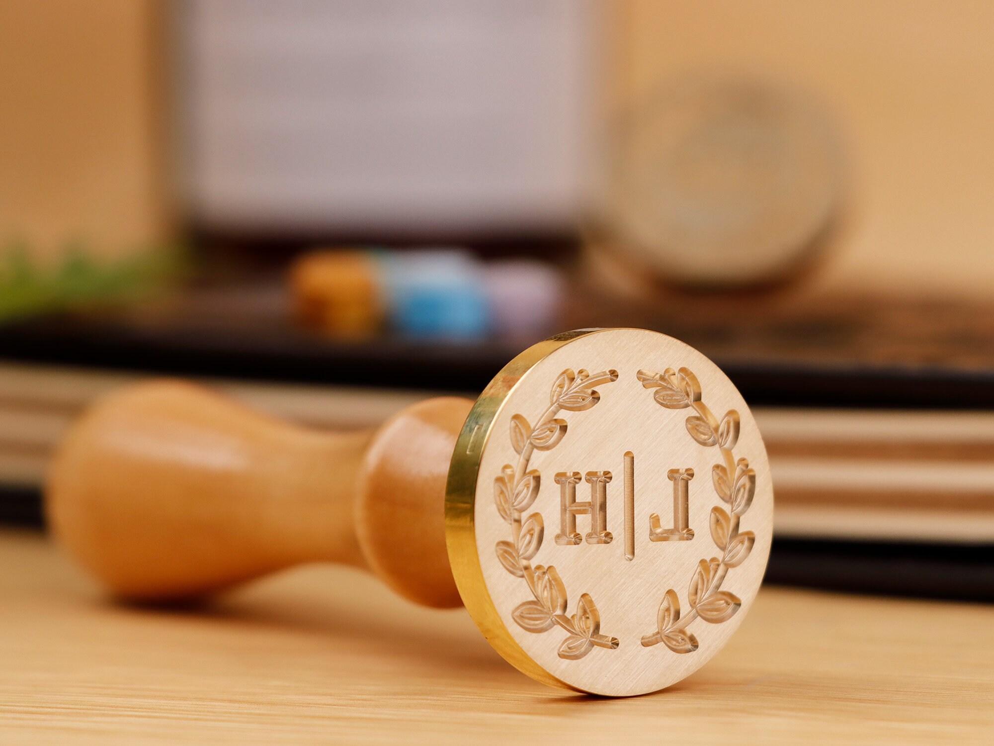 Nostalgic Impressions Custom Wax Seal Monogram Stamp Kit with Name & Scrolls and Mailable Sealing Wax