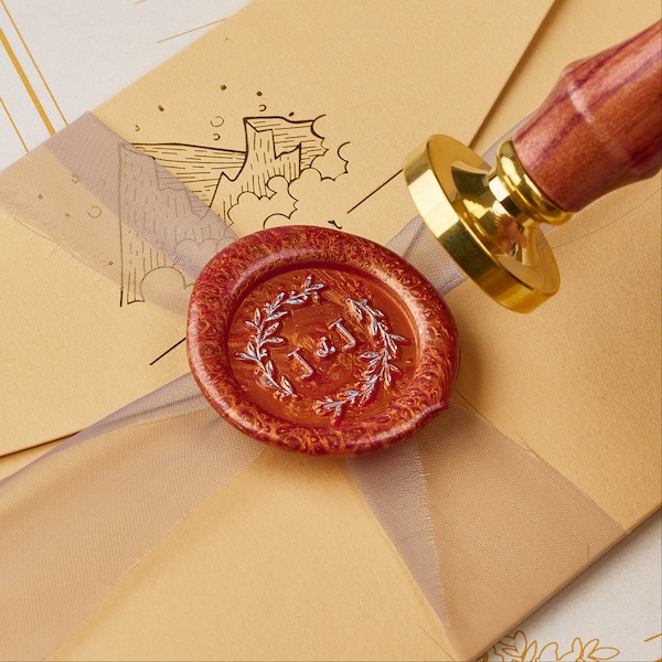 Custom Wax Seal Stamp kit for wedding invitation , Any logo can be engraved , Personalized wedding wax seal kit for gifts , Wax stamp custom