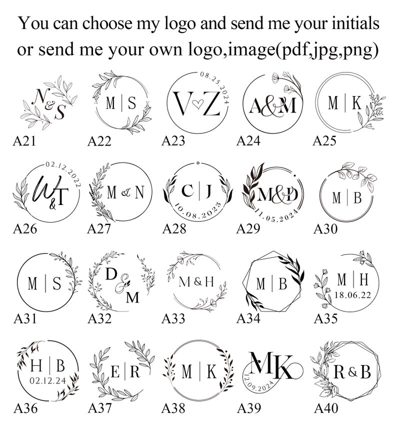 Custom wedding couples wax seal stamp kit , Custom Any Logo , Personalised floral & initial wax stamp kit for gifts , Wax stamp custom image 3