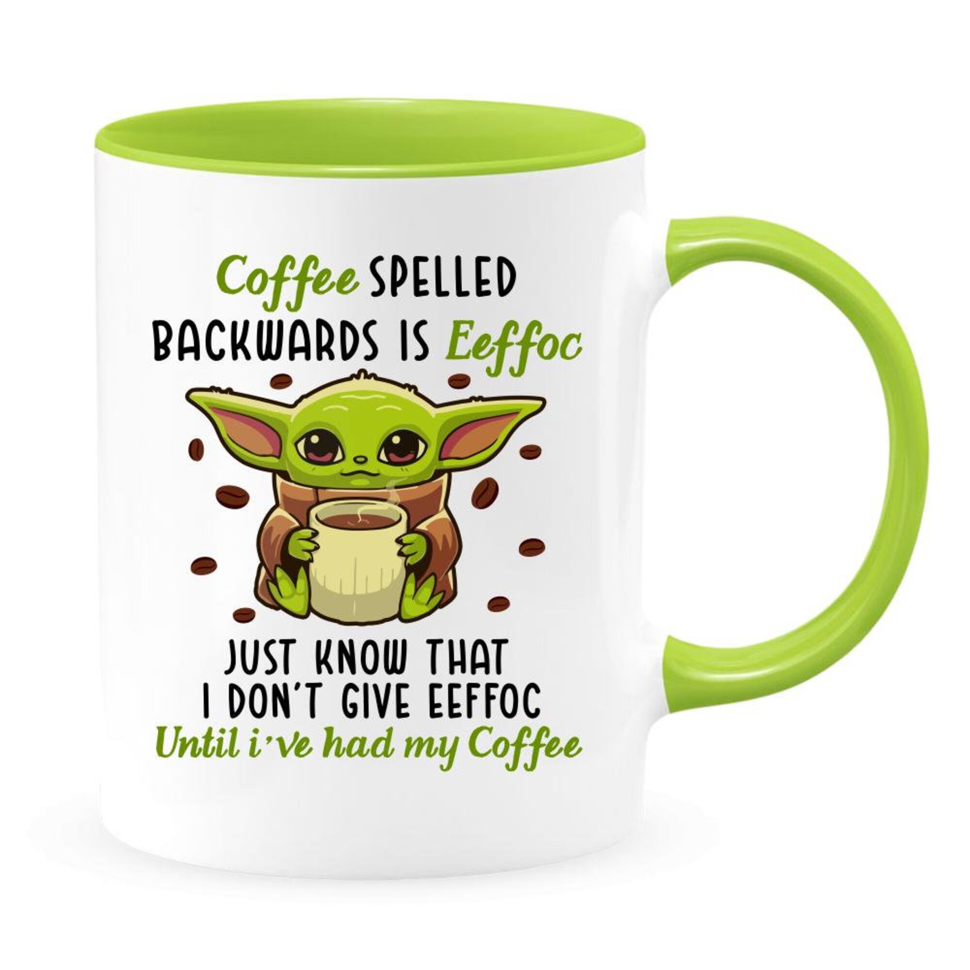 Coffee spelled backwards is eeffoc two-toned mug