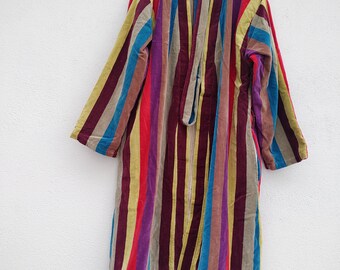 Handmade Cotton Velvet Kimono Robes Long Kimono Boho Velvet Sleepwear Night Gawon
