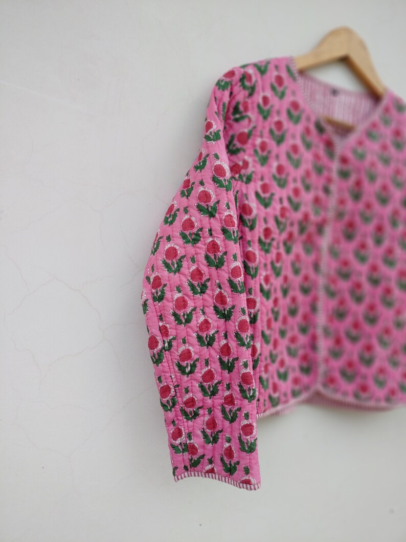 Cotton Quilted Jacket Women Wear Front Open Kimono Stripe Etsy