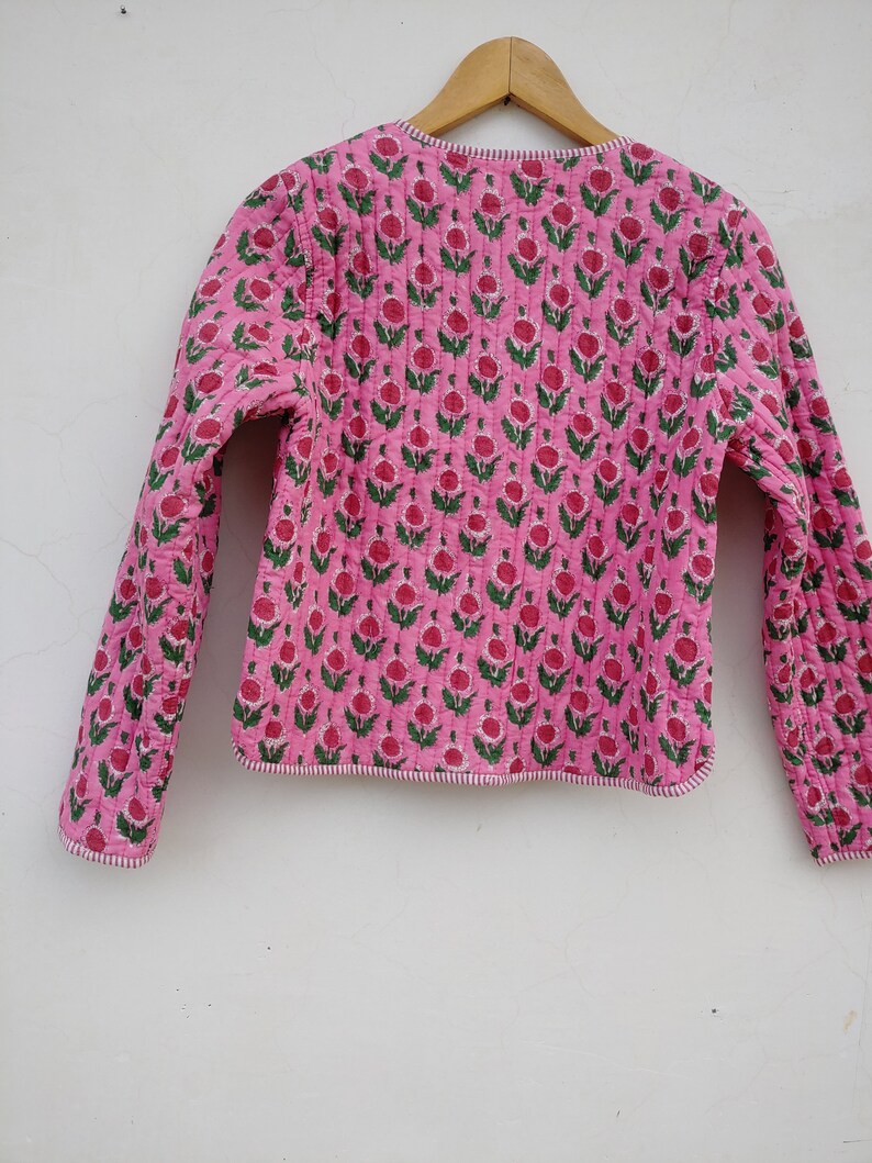 Cotton Quilted Jacket Women Wear Front Open Kimono Stripe Etsy